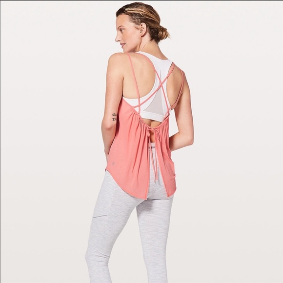 lululemon athletica Tops - Lululemon Just a Cinch Tank Mesh Tie Back Coral 6